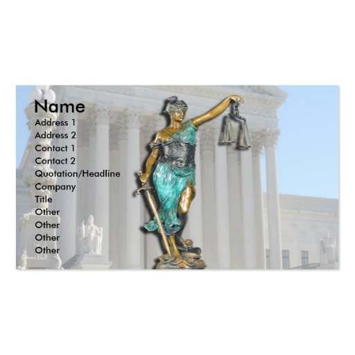 Lady Justice on Supreme Court Business Cards