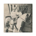 lady kid horse and a flag fridge magnet