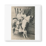 lady kid horse and a flag magnet