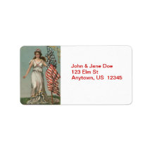 Lady Liberty with Flag Vintage Address Labels
