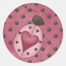 Lady Love Bug Valentine Stickers