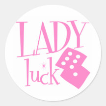 Lady Luck Dice Round Sticker