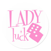 Lady Luck Dice Round Sticker