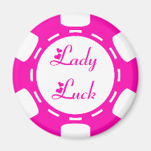 LADY LUCK POKER CHIP FRIDGE MAGNETS