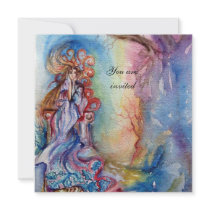 LADY OF LAKE 1, vibrant bright blue pink Custom Announcement