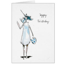 Lady Out To Lunch Happy  Birthday Card