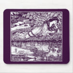 Lady Reading beside a pond Mousepads