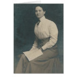 lady reading book greeting card