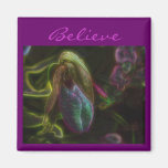 Lady Slipper Flower Believe Inspirational Magnet