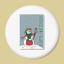 Lady Snowman Illustration Christmas magnets