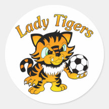 Lady Tigers Soccer Round Stickers