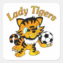 Lady Tigers Soccer Square Stickers
