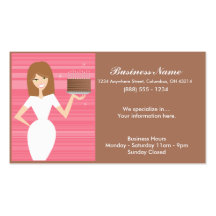 Lady with BDay Cake Business Cards