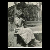 Lady with cat card postcards