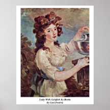 Lady With Goldfish By Breda By Carl Fredric Print