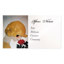 LADY WITH RED ROSE BEAUTY FASHION COSTUME DESIGNER BUSINESS CARD