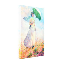 Lady with sunshade, study by Claude Monet Canvas Print