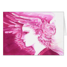 Lady with Winged Cat Card