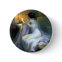 lady woman reading letter antique painting art button