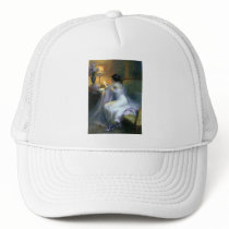 lady woman reading letter antique painting art trucker hat