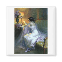 lady woman reading letter antique painting art magnets