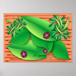 Ladybirds and leaves poster