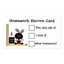 Ladybug and School Supplies Homework Excuse Cards Business Cards