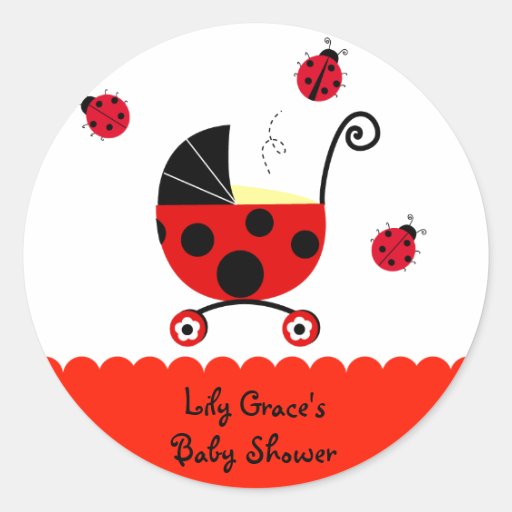 Ladybug Baby Shower Favour Stickers Labels | Zazzle