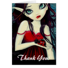 Ladybug Big-Eye Fairy Art Greeting Card