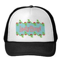 Ladybug Blue Background Mesh Hat