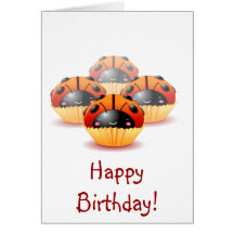Ladybug Cupcakes Birthday Card