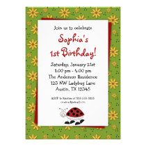 Ladybug Daisies Birthday Party Invitations invitations