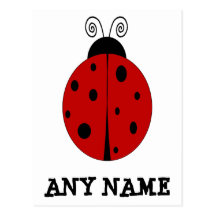 LADYBUG design customized POSTCARD with ANY NAME