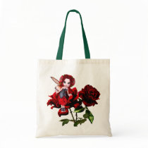 Ladybug Fairy on Red Roses Canvas Bags