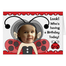 Ladybug Fairy Princess Girls PHOTO Birthday Card