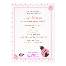 Ladybug Flower Dot 5x7 Bridal Shower Invite