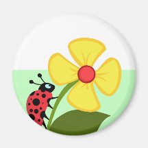 Ladybug Flower Fridge Magnets