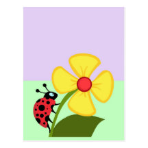 Ladybug Flower Postcards