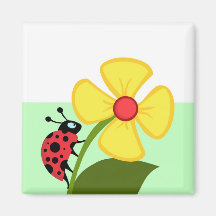 Ladybug Flower Refrigerator Magnet