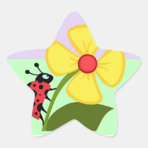 Ladybug Flower Star Sticker