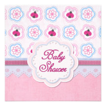 Ladybug Flowers Baby Shower Personalized Invitation
