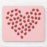 Ladybug Love Heart Mouse Pads