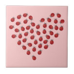 Ladybug Love Heart Ceramic Tiles