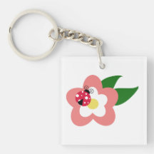 Ladybug on a flower clipart acrylic keychains