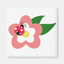 Ladybug on a flower clipart fridge magnet