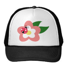 Ladybug on a flower clipart mesh hat