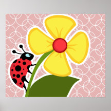 Ladybug on Mauve Circles Print