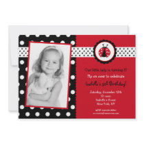 Ladybug Photo Birthday Party Invitations Girl Kids