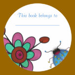 Ladybug Posy Bookplate stickers