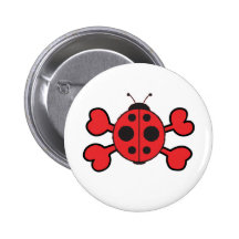 ladybug Skull red Crossbones Buttons